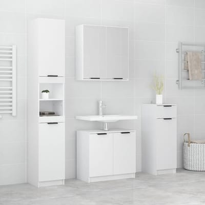 vidaXL - 4-delige - Badkamerkastenset - bewerkt - hout - wit