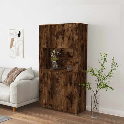 vidaXL - Hoge - kast - bewerkt - hout - gerookt - eikenkleurig