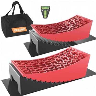 Nivellering Blokken voor Campers - 2 Packs met Helling, Chocks, Rubbermatten, T Bubble Level en Draagtas