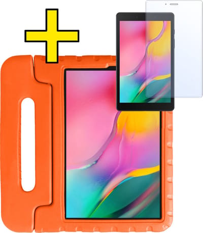 Hoes - Geschikt voor Samsung Galaxy Tab A 8.0 (2019) - Met Screenprotector - Kinderhoes Shockproof Bumper - Kidsproof Case - Tablet Hoesje - Kinder Hoesje Cover - Oranje