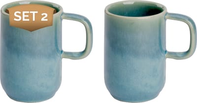 Palmer - Miami - Beker - Mok - 2 stuks - 29 cl - Groen/Turquoise - Stoneware - Koffiekopjes