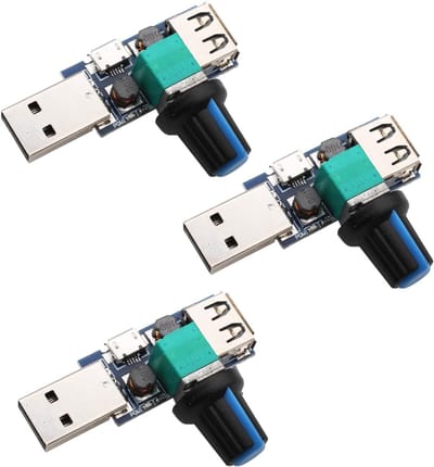 SnelShoppen - USB Ventilator Snelheidsregelaar 5W Mini DC 5V Stepless Controller voor USB Ventilators - 3 Stuks - Ideaal voor Thuis, Camping, en Keuke