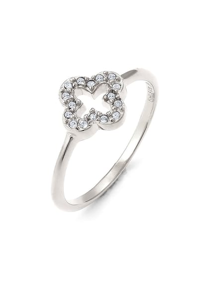 Elli - Ring - Ring met Stenen Dames Klaverblad Glazen Kristallen Xilion Cut Wit 925 Sterling Zilver -