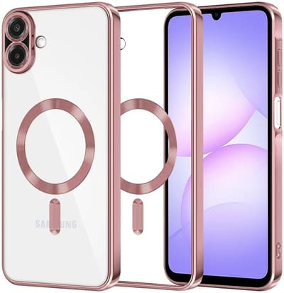 Hoesje geschikt voor Samsung Galaxy A07 4G - Techsuit Luxury Crystal Back Cover - Geschikt voor MagSafe - Transparant/Roze