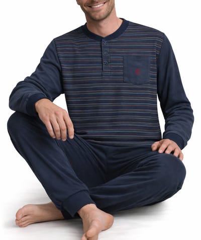Gentlemen - Badstof Heren Pyjama - Navy - Maat XL