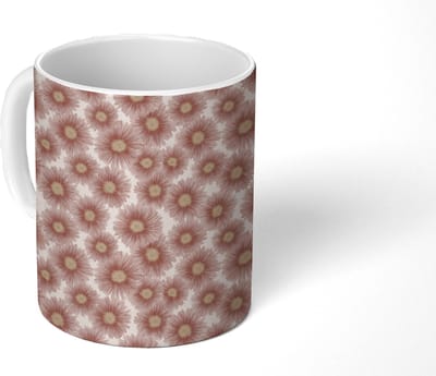 Mok - Koffiemok - Gerbera - Bloemen - Roze - Mokken - 350 ML - Beker - Koffiemokken - Theemok