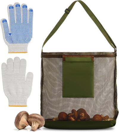 Mushroom Collectie Tas met Verstelbare Schouderband, Vouwbare Net Tas voor Paddenstoelen Plukken, Fruit Oogsten, Kamperen en Wandelen