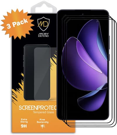 2-Pack MobyDefend Screenprotectors - Geschikt voor Oppo Reno13 - Screensavers Met Zwarte Randen - Gehard Glas