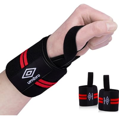 Umbro Polsbandages - 2 Stuks - Voor Fitness, Crossfit en Krachttraining - Rood/Zwart