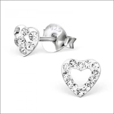 Aramat Jewels | Oorbellen | Zilveren Hartje Oorstekers – 925 Zilver -Emaille | A symmetrisch kristal-5x6mm | |7mm | Zilver | Kinderen, Volwassenen | Verkleurd niet