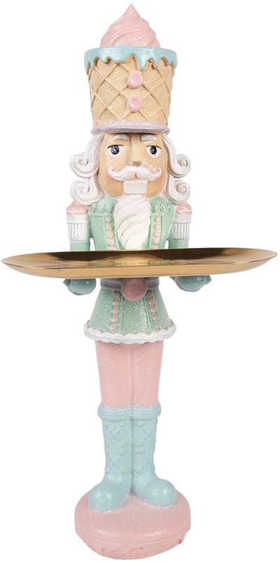 Clayre & Eef Kerstdecoratie Beeld Notenkraker 18x16x41 cm Roze Kunststof