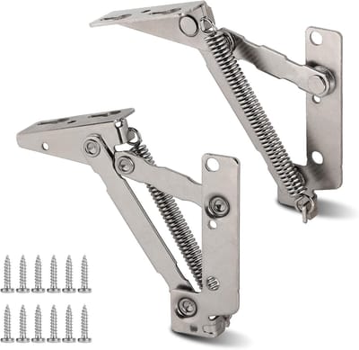 Dailygoods- Klepscharnier 80° met veer - Klepsteun - 12 schroeven - Draagkracht 4 kg - Linker/rechter scharnier - Scharnieren voor bevestiging