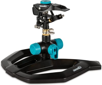 Gilmour 811673-1001 Sprinkler w Verstelbaar (5.800 sq. ft.), Heavy Duty Circular Base, Zwart/Aqua