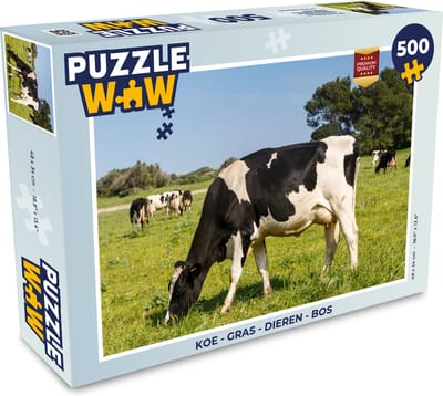Puzzel Koe - Gras - Dieren - Bos - Legpuzzel - Puzzel 500 stukjes