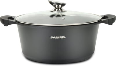 Swiss Pro+ Braadpan - met glazen deksel - Zwart - 32 cm - Antiaanbaklaag