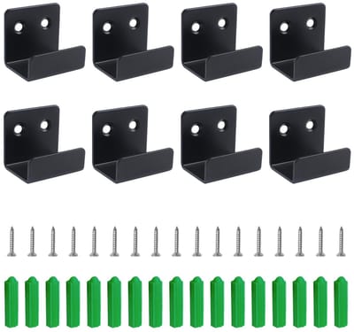 Dailygoods- Wandhanger Zwart - Heavy Duty Beugel - Roestvrij Staal - 8 Stuks - 25 mm Groef - Veilig Gebruik - Muurbeugels