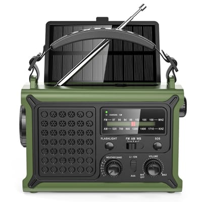 Unyqoos® Draagbare noodradio met zonne-energie en krachtige zaklamp voor outdoor