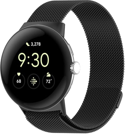 Stravo Milanees bandje – Luxe Milanese Horlogebandje – Geschikt voor Google Pixel Watch 4 / Pixel Watch 3 / Pixel Watch 2 / Pixel Watch 1 – 41mm – Magnetisch & Verstelbaar – Zwart