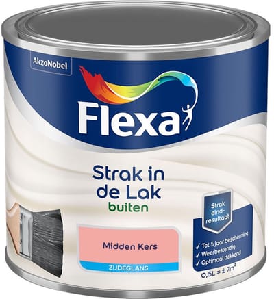 Flexa - Strak In De Lak Buitenlak Zijdeglans - Midden Kers - Mengverf - 500 Ml