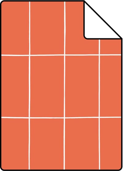Proefstaal ESTAhome behang kleine tegeltjes oranje en wit - 26.5 x 21 cm - 139963-S