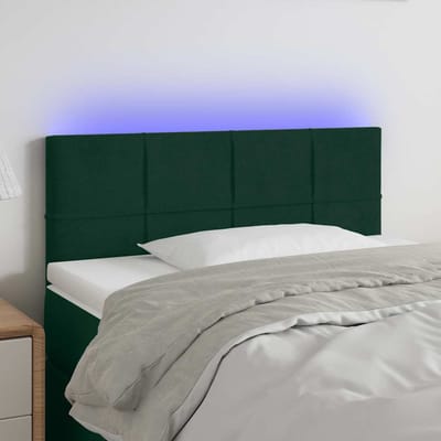 vidaXL - Hoofdbord - LED - 100x5x78/88 - cm - fluweel - donkergroen