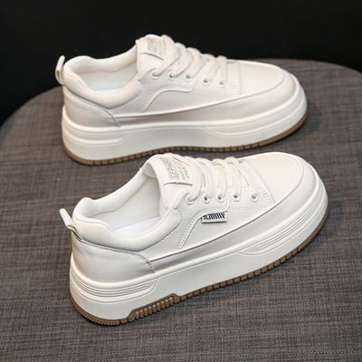 Chaussures Blanches à Plateforme Chaussures pour Femmes Chaussures de Planche en Cuir Printemps Nouvelles Chaussures Décontractées Polyvalentes Chaussures de Sport pour Femmes 40 gray