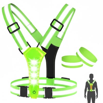 DVDSS® Hardloopvest met verlichting - USB-oplaadbaar - instelbaar looplicht - volwassenen en kinderen - Groen