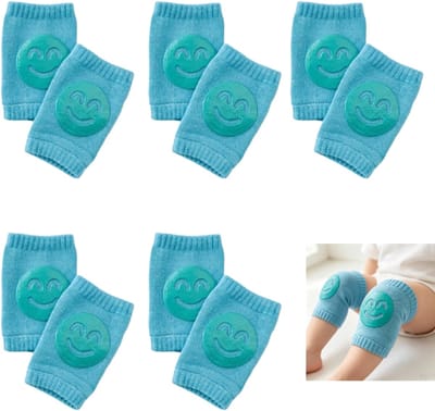 5 paar - Babykniekousen - Kniebeschermers - Kinderkniebeschermers - Kniebeschermers voor baby's - Antislip- en anti-wrijvingskousen - Loopkniebeschermers - Smileygezicht - Donkergroen - One size fits all - Warme beenbeschermers voor kruipende peuters