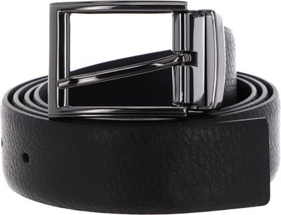 VALENTINO Leren Riem Bairone Classic Belt W95 Nero / Blu Zwart