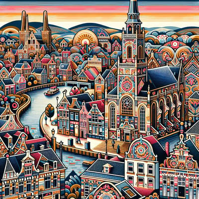 Acryl groningen schilderij | Groningen's Colorful Canvas: Acrylic Masterpiece of Urban Art Scene | Kunst - 80x80 centimeter op Dibond | Foto op Dibond