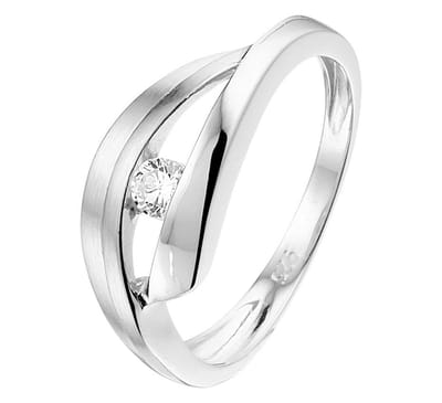 Zilver Gerhodineerde Ring zirkonia poli/mat 1332892 16.50 mm (52)