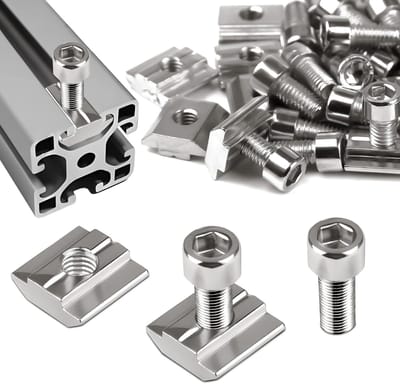 Set van 30 Sleufmoeren voor T-groefrail met Schroeven - Carbon Staal Sleufmoeren voor Aluminium Profiel Extrusie Slot en Bevestigingsmateriaal