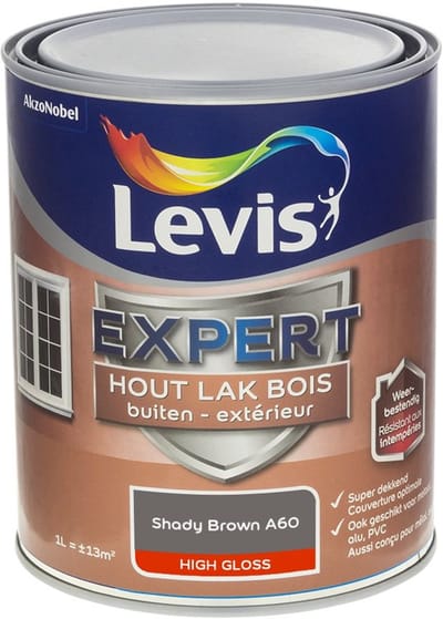 Levis - Expert Hout Lak Buiten High Gloss Mix - Shady Brown A60 - Mengverf - 1 L