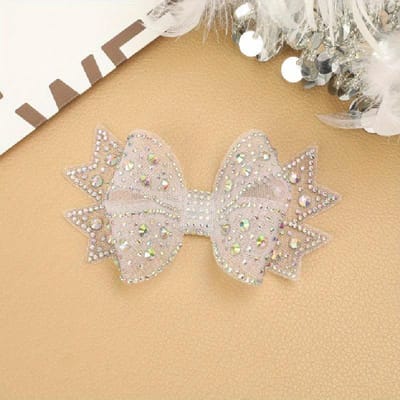 Bricolage Strass Brillants Décor de Chaussures Fleur en Soie Nœud Papillon Décorations de Chaussures Charme Boucle Accessoires Chaussures Mariage Mariée blanc