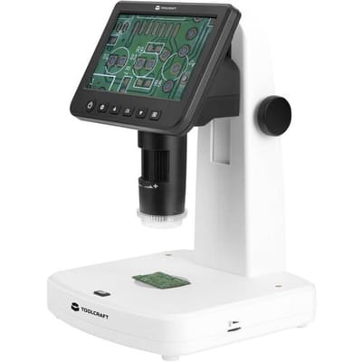 TOOLCRAFT TO-9076404 Toolcraft 12,7 cm (5 inch) digitale LCD-microscoop met polarisator 300 x Opvallend licht, Doorvall