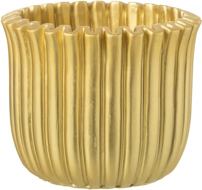 J-Line bloempot Geribbeld - cement - goud - large