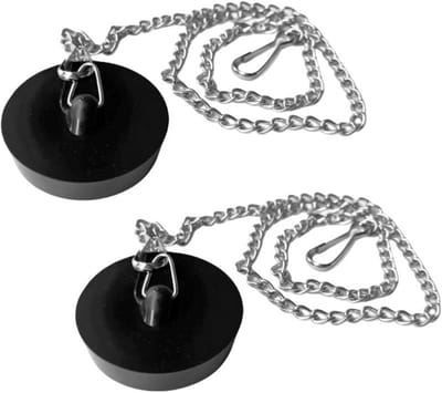 Universele Gootsteenstop met Ketting (2 Stuks) - Rubberen Afvoerplug voor Keuken en Badkamer