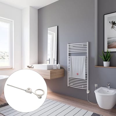 Schulte EUROPA - elektrische designradiator - 60 x 113 cm - wit - handdoekdroger - temperatuurregeling aansluiting rechts - warmteregelaar- 600 Watt