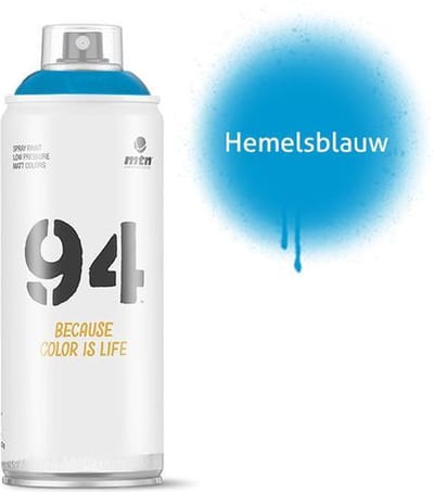 MTN94 Hemelsblauwe spuitverf - 400ml lage druk en matte afwerking