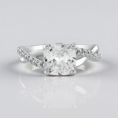 Cavill - Zilveren ring met Cambodjaanse zirkoon 3,28 ct - 925 Sterling zilver platina verguld - Elegante ring met cushion cut en fonkelende steentjes