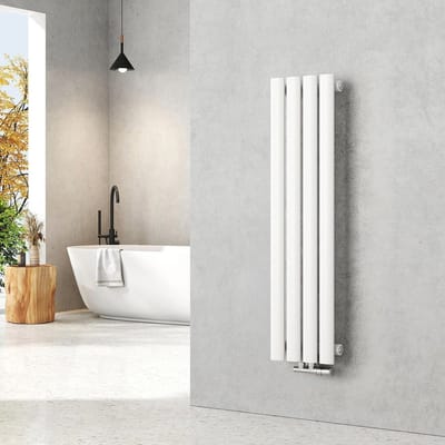 Kleine radiator 900 x 240 mm, ovaal, paneelverwarming, centrale aansluiting, verticaal, design, buizenradiator, eenlaags, 266 watt