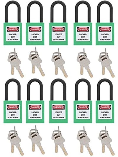 Dailygoods- Hangslot Veiligheid - 1,5 Inch - Gemanuleerde Isolatie - 10 Stuks - 20 Sleutels - Geschikt voor Industrie - Verbeterde Veiligheidsprogramma's - Veiligheidsslot