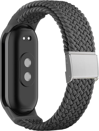 By Qubix - Braided nylon bandje - Grijs - Geschikt voor Xiaomi Smart Band 8 / 9 / 10