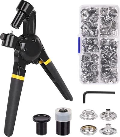 Drukknop Tang - Sluiting Tool - Materiaal Bevestigen - Niet-perforatie Ontwerp - 30 Sets - Zwart Geel