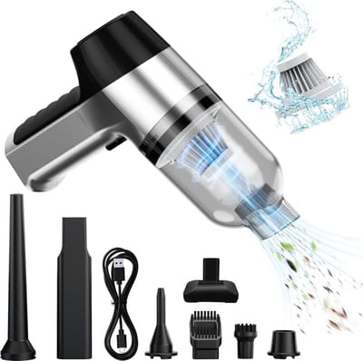 Handstofzuiger 12000 Pa USB-oplaadbaar - draadloos en draagbaar - 3-in-1 autostofzuiger - sterk met 2 wasbare HEPA-filters - voor outdoor kantoorreiniging en dierenharen.