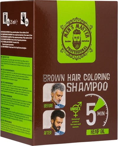 Men’s Master Brown Coloring Shampoo – Bruine Haarverf met Hennepolie & Vitaminen – 10 Zakjes voor 10 Behandelingen