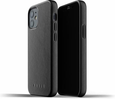 Mujjo - Full Leather Case geschikt voor iPhone 12 Mini - Zwart | Zwart