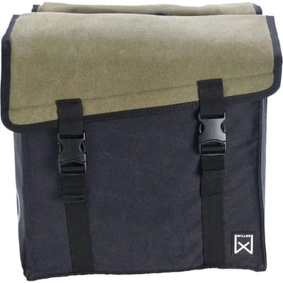 Willex - Dubbele Canvas Tas 101 - Groen/Zwart - Universele Bevestiging - Afgeschuind - 30 liter