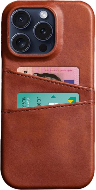Peachy Duo Cardslot Wallet vegan leather hoesje geschikt voor iPhone 16 Pro - bruin