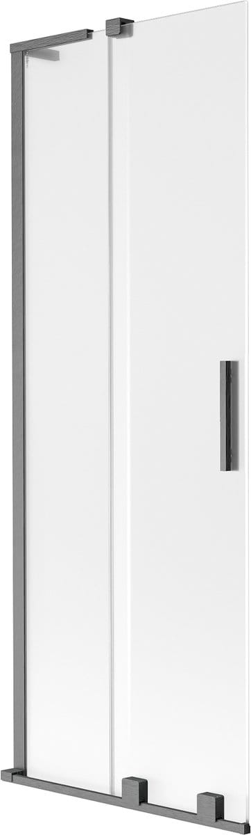 Mexen Velar L badwand scherm met 2 schuifdeuren 70 x 150 cm, matglas, geborsteld gun gray - 896-070-003-31-66